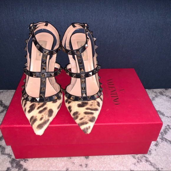 Valentino rockstud leopard-print pony-hair pump - Picture 4 of 9